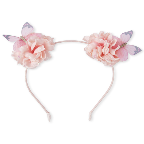 

Girls Glitter Butterfly Flower Headband - Pink - The Children's Place