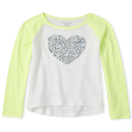 

Girls Sequin Raglan Top - Green - The Children's Place