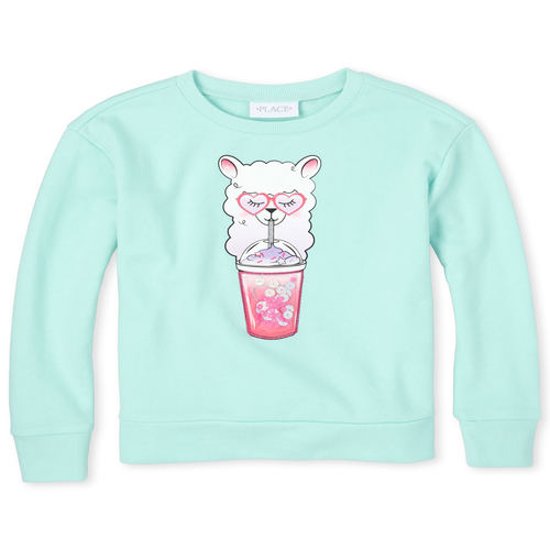 

Girls Shakey French Terry Sweatshirt - Blue - The Children's Place