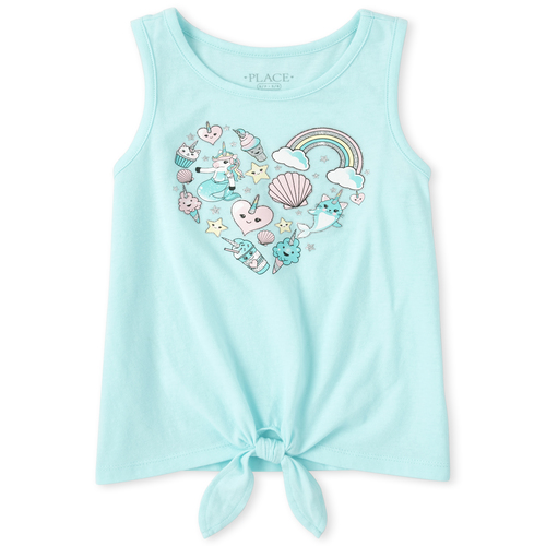 

Girls Mix And Match Glitter Tie Front Top - Blue - The Children's Place