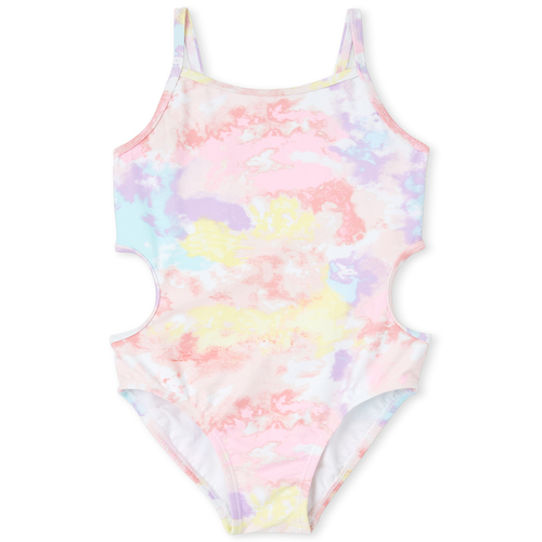 

Girls Tie Dye Cut Out One Piece Swimsuit - Pink - The Children's Place