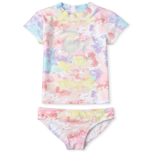 

Girls Tie Dye Rashguard Swimsuit - Pink - The Children's Place