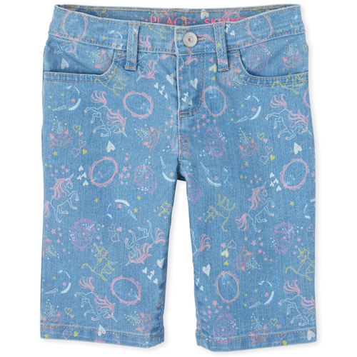 

Girls Unicorn Doodle Denim Skimmer Shorts - The Children's Place