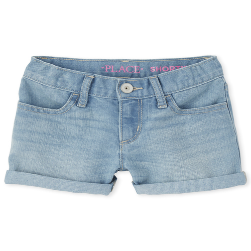 

s Roll Cuff Denim Shortie Shorts - Blue - The Children's Place