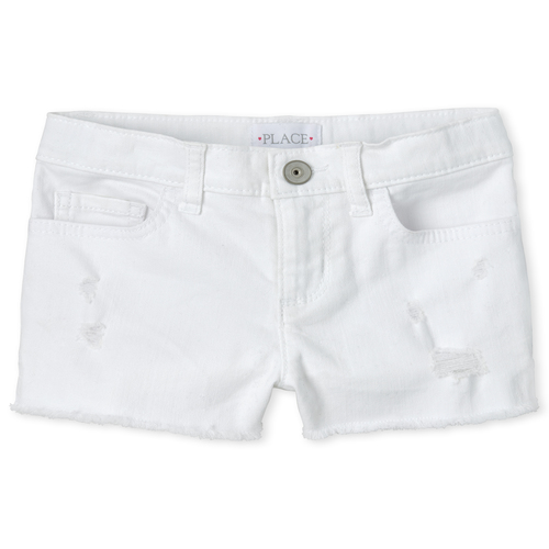 

s Distressed Denim Shortie Shorts - White - The Children's Place