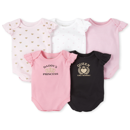 

s Baby Princess Graphic Bodysuit 5-Pack - Pink - The Children's Place