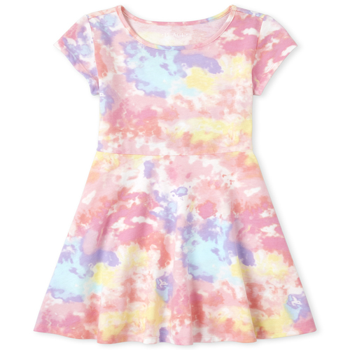 

Girls Print Skater Dress - Pink - The Children's Place