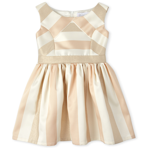 

Girls Striped Jacquard Fit And Flare Dress - White - The Children's Place