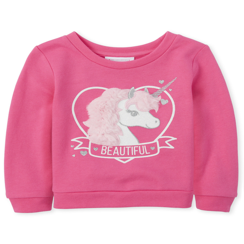 

s Baby And Toddler Embellished Unicorn French Terry Sweatshirt - Pink - The Children's Place