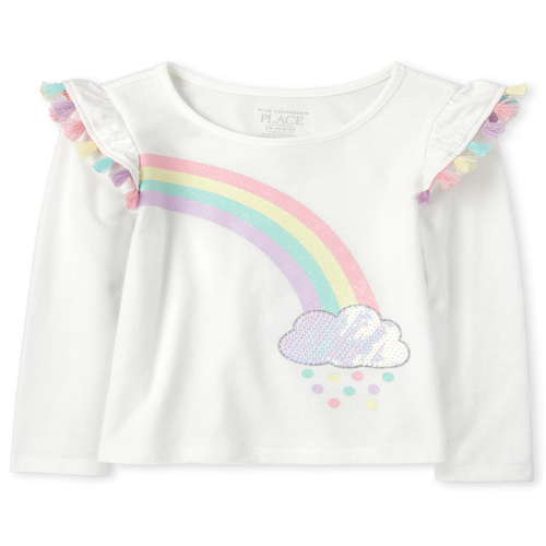 

s Baby And Toddler Tassel Rainbow Top - White - The Children's Place