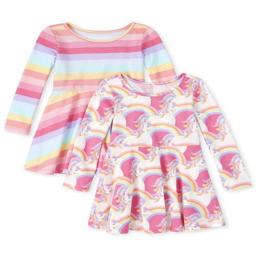 

s Baby And Toddler Print Skater Dress 2-Pack - Pink - The Children's Place