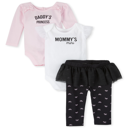 

Newborn Baby Mommy And Daddy 3-Piece Playwear Set - Pink - The Children's Place