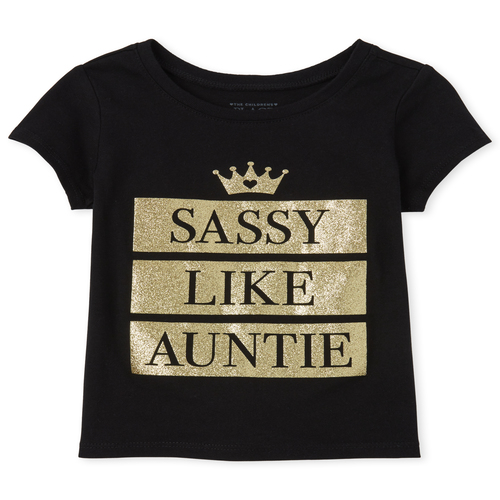 

s Baby And Toddler Glitter Sassy Like Auntie Graphic Tee - Black T-Shirt - The Children's Place