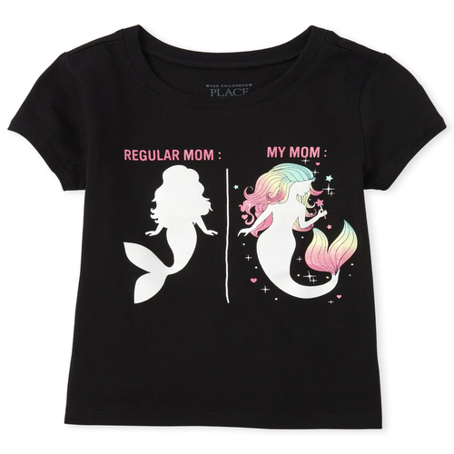 

s Baby And Toddler Mommy And Me Glitter Mermaid Matching Graphic Tee - Black T-Shirt - The Children's Place