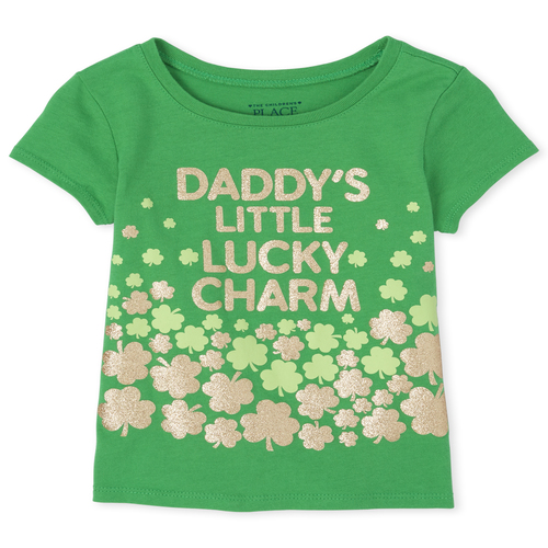 

s Baby And Toddler Glitter Daddy's Lucky Charm Graphic Tee - Green T-Shirt - The Children's Place