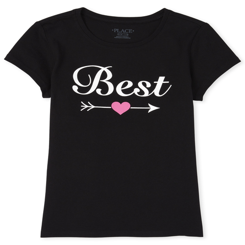 

Girls Glitter Best Matching Graphic Tee - Black T-Shirt - The Children's Place