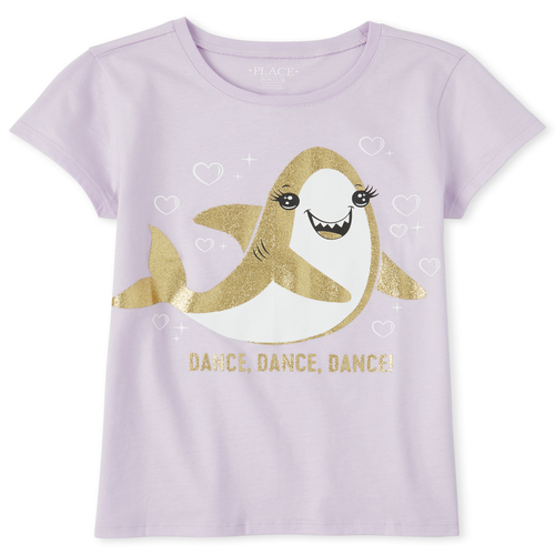 

Girls Glitter Shark Graphic Tee - Purple T-Shirt - The Children's Place