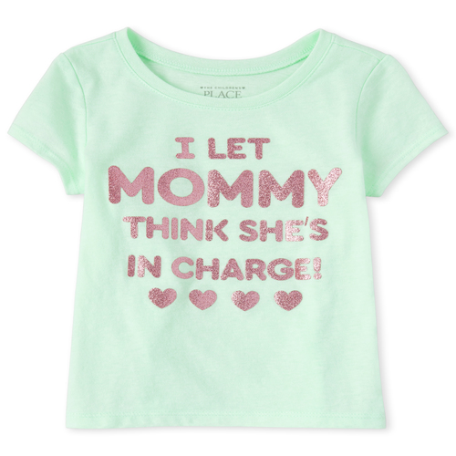 

s Baby And Toddler Glitter Mommy Graphic Tee - Green T-Shirt - The Children's Place