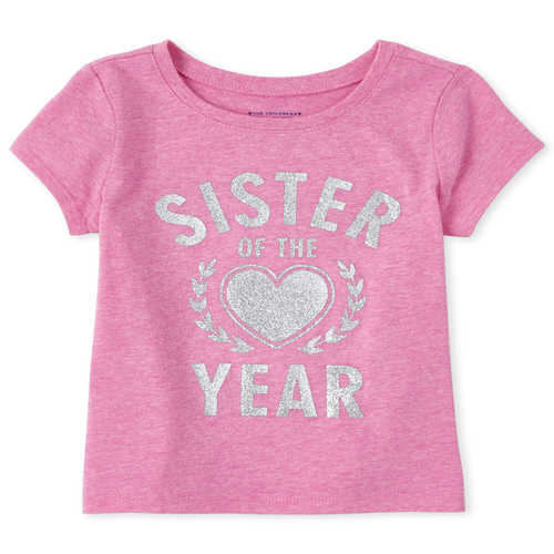 

s Baby And Toddler Glitter Sister Of The Year Graphic Tee - Pink T-Shirt - The Children's Place