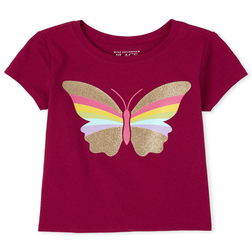 

s Baby And Toddler Glitter Rainbow Butterfly Matching Graphic Tee - Pink T-Shirt - The Children's Place