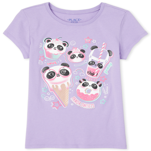 

s Glitter Panda Dessert Graphic Tee - Purple T-Shirt - The Children's Place