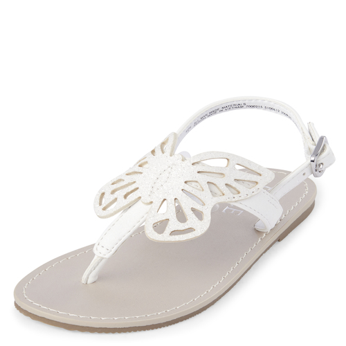 

Baby Girls Toddler Butterfly T-Strap Sandals - White - The Children's Place