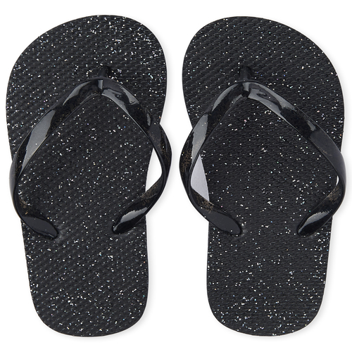 

Girls Glitter Flip Flops - Black - The Children's Place