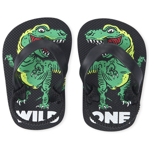 

Baby Boys Toddler Boys Dino Flip Flops - Black - The Children's Place