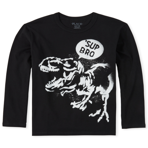 

s Boys Dino Bro Graphic Tee - Black T-Shirt - The Children's Place