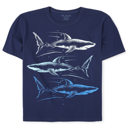 

Boys Boys Shark Graphic Tee - Blue T-Shirt - The Children's Place