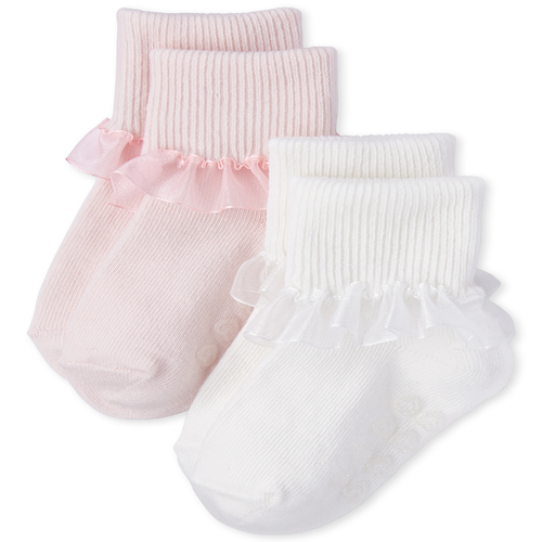 

s Toddler Ruffle Turn Cuff Socks 2-Pack - Pink - The Children's Place