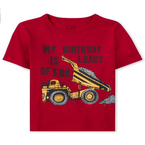 

s Baby And Toddler Boys Birthday Construction Graphic Tee - Red T-Shirt - The Children's Place