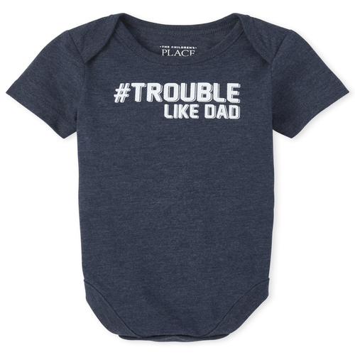 

Newborn Baby Boys Dad And Me Trouble Matching Graphic Bodysuit - Blue - The Children's Place