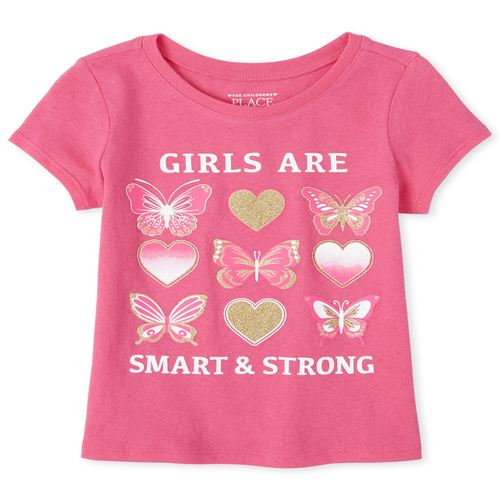 

s Baby And Toddler Glitter Smart And Strong Graphic Tee - Pink T-Shirt - The Children's Place