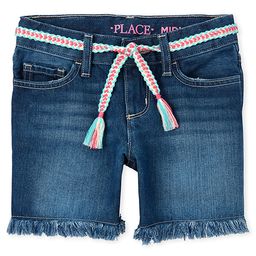 

s Tassel Frayed Hem Denim Midi Shorts - The Children's Place