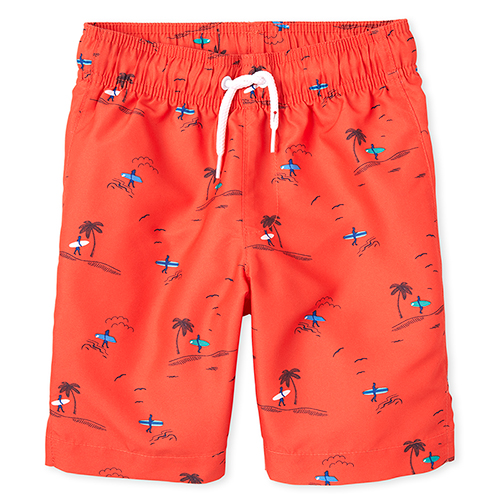 

s Boys Print Swim Trunks - Orange - The Children's Place