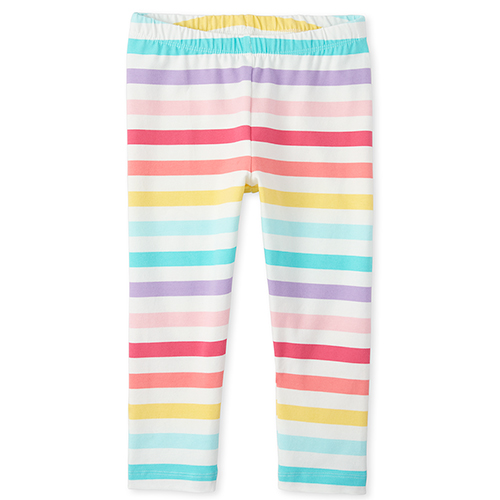 

Girls Rainbow Striped Capri Leggings - White - The Children's Place