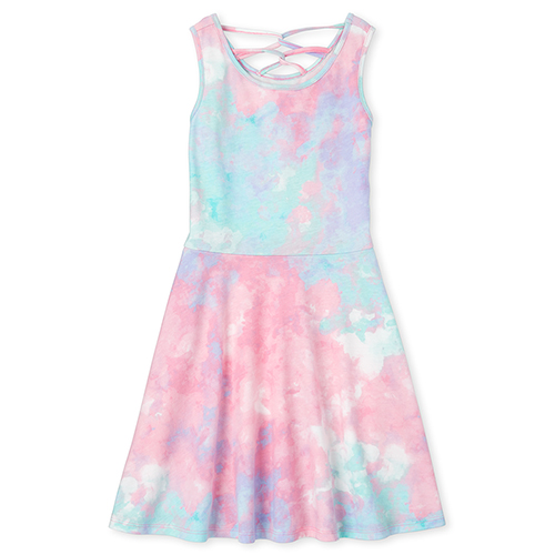 

Girls Tie Dye Cut Out Dress - Pink - The Children's Place