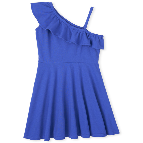 

Girls Ruffle One Shoulder Dress - Blue - The Children's Place