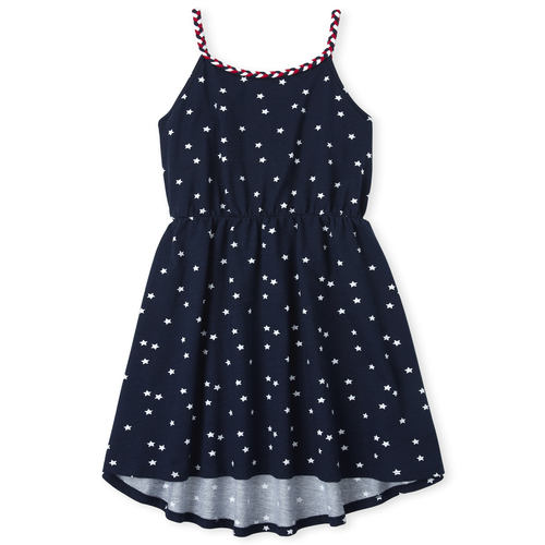 

Girls Americana Star Braided High Low Dress - Blue - The Children's Place