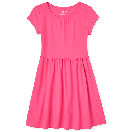 

Girls Shirred Dress - Pink - The Children's Place