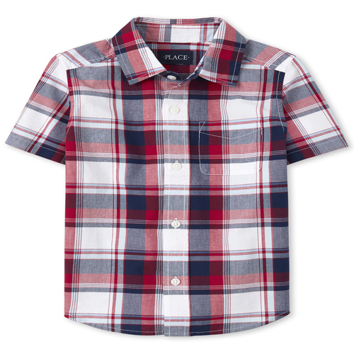 

s Boys Dad And Me Plaid Poplin Matching Button Down Shirt - Red - The Children's Place