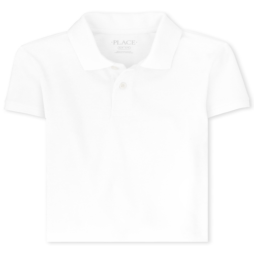 

s Boys Uniform Stain Resistant Stretch Pique Polo - White - The Children's Place