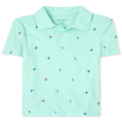 

Boys Boys Print Jersey Polo - Green - The Children's Place