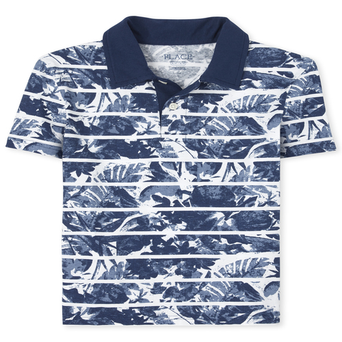 

Boys Boys Print Jersey Polo - Blue - The Children's Place