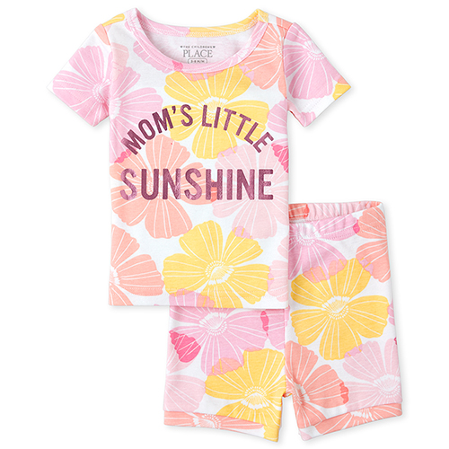 

s Baby And Toddler Mommy And Me Foil Sunshine Matching Snug Fit Cotton Pajamas - White - The Children's Place