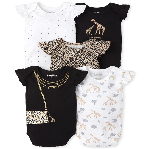 

Newborn Baby Animal Bodysuit 5-Pack - Black - The Children's Place