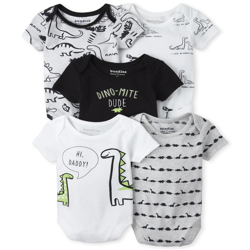 

s Baby Boys Dino Bodysuit 5-Pack - Black - The Children's Place