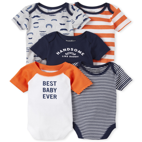 

Newborn Baby Boys Handsome Striped Bodysuit 5-Pack - Blue - The Children's Place