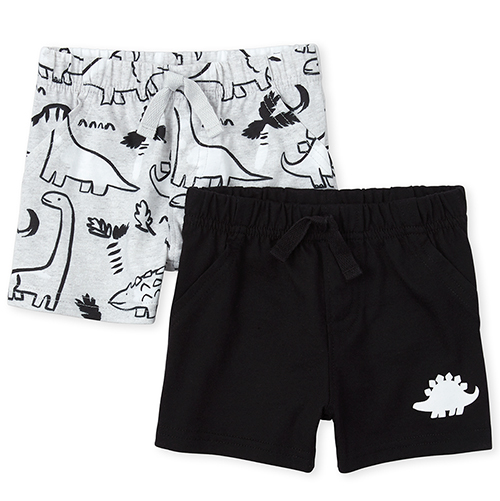 

Newborn Baby Boys Dino Shorts 2-Pack - Black - The Children's Place